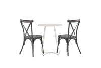 Spisestol Tablas & Bacong 2-pakk + kafébord ⌀60 – mørkegrå og beige