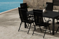 Spisebord Capo & Levanzo 160/240 x 100 + posisjonsstol 2-pakk – svart