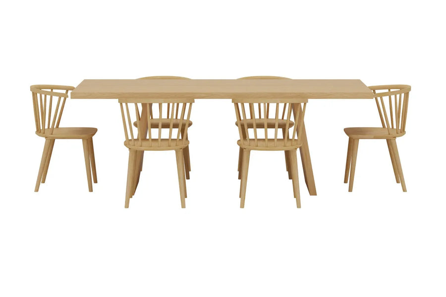 Spisestol Bobby & Logga 2-pakk + Rektangulært spisebord 210 x 100 – natur