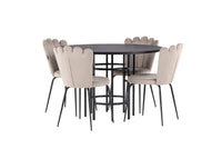 Spisestol Limhamn & Copenhagen 2-pakk + Spisebord rundt ⌀115 – beige og svart