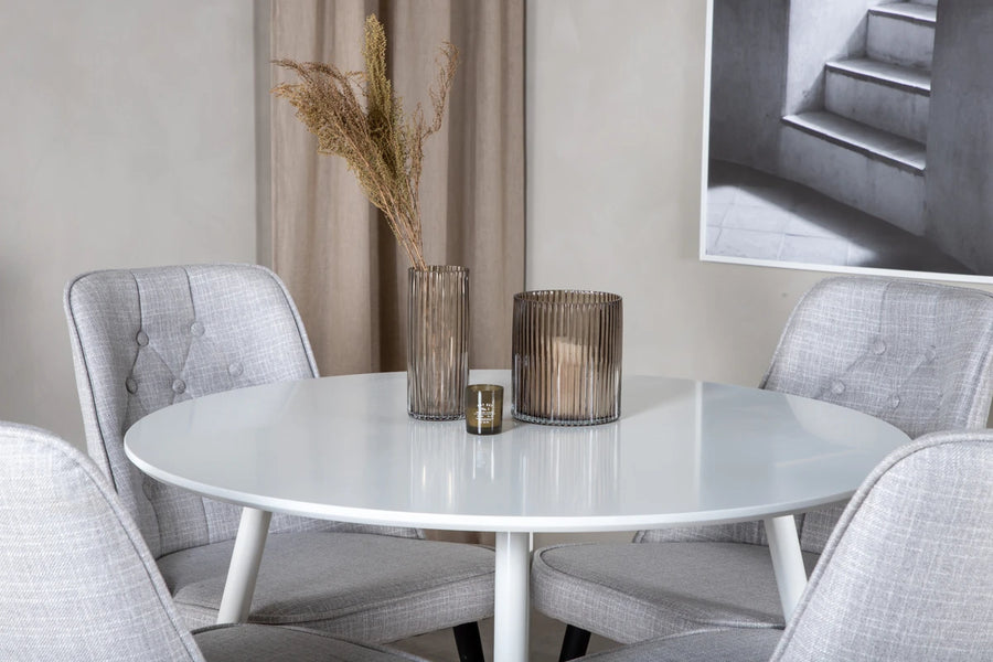 Spisegruppe Plaza & Velvet Deluxe Rund ⌀100 2-pakk – hvit og grå
