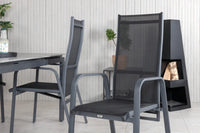 Spisegruppe Levels & Copacabana 160 x 100 + reklinerstol 2-pakk – svart