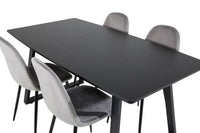 Spisegruppe Polar & Inca 2-pakk + Rektangulært spisebord 160 x 85 – grå og svart