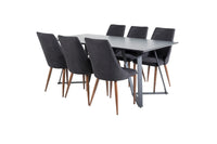 Spisestol Leone & Marina 2-pakk + rektangulært spisebord 180 x 90 – svart