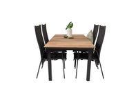 Lenestol Copacabana & Mexico 2-pakk – svart + Spisebord rektangulært 180 x 90 – natur