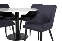 Spisestol Plaza & Estelle 2-pakk + Spisebord rundt ⌀106 – svart og hvit