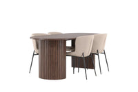 Spisestol Modesto & Härön 2-pakk + Spisebord ovalt 200 x 90 – beige og mocca