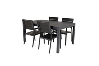 Spisestol Levels & Marbella 2-pakk + rektangulært spisebord 160 x 100 – svart