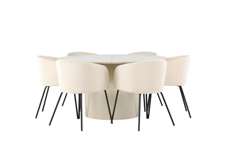 Spisegruppe Berit & Sandvik ⌀140 – beige