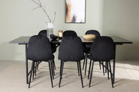 Spisestol Polar & Astrid 2-pakk + Rektangulært spisebord 200 x 90 – svart