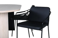 Spisestol Tvist & Bianca 2-pakk, svart + Ovalt spisebord 200 x 90 – hvitvasket