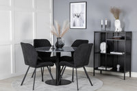 Spisestol Gemma & Estelle 2-pakk + Spisebord rundt ⌀106 – svart og mørkegrå