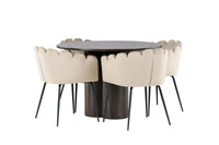 Spisegruppe Limhamn & Olivia rund ⌀110 – beige og mokka