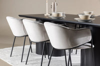 Spisestol Evelina & Olivia 2-pakk + Rektangulært spisebord 210 x 100 – grå og svart