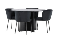 Spisestol Edina & Strada 2-pakk + Rektangulært spisebord ⌀120 – svart