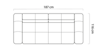 Måltegning Sofa Tollo 2-seter – 187 × 116 cm sett ovenfra