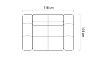 Måltegning Lenestol Tollo – 118 × 116 cm sett ovenfra