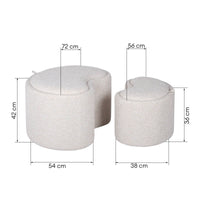 Puff Pino – krem og beige / med oppbevaring / 2 stk.