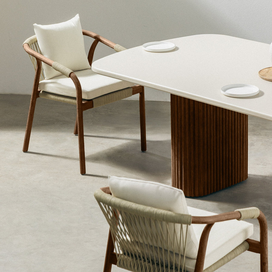 Rovigo Hagesett 220 cm – Spisegruppe i Akasietre med 6 Stoler og Superstone Bord