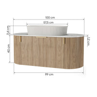 Servantskap La simplicite – eik / hvit / 100 cm