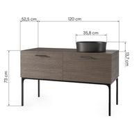 Servantskap La Purete – rillet valnøtt / svart / 120 cm